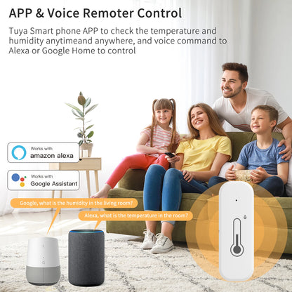 Tuya Temperature and Humidity Sensor, WiFi and Bluetooth Connectivity, Monitors Temperature Changes, Ideal for Smart Homes