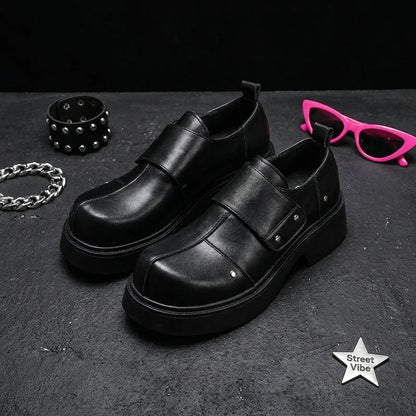 Chic Luxury Punk Men Monk Strap Dress Shoes Designer Leather High-Heel Platforms Commuter Loafers Party Prom Club Stage Footwear