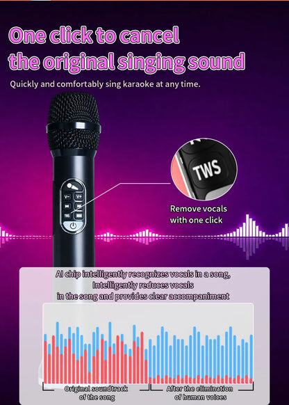 1Pc of 40W Portable Bluetooth Speaker Mic 6400mAH TWS Type-C Fast Charging Powerful Wireless Karaoke Microphone for Party&Travel
