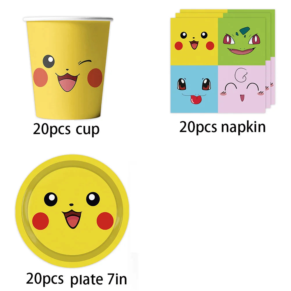 Birthday Party Favor Supplies Pik chu Braclet Keychain Stamp Mask Set for Birthday Party Bag Classroom School Reward Prize Gift
