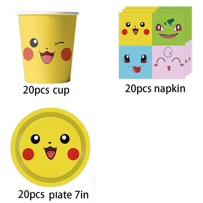 Birthday Party Favor Supplies Pik chu Braclet Keychain Stamp Mask Set for Birthday Party Bag Classroom School Reward Prize Gift