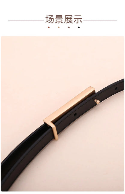Ladies fashion cowhide leather belt; thin waist belt; versatile decoration; slimming dress; suit accessory; belt for women