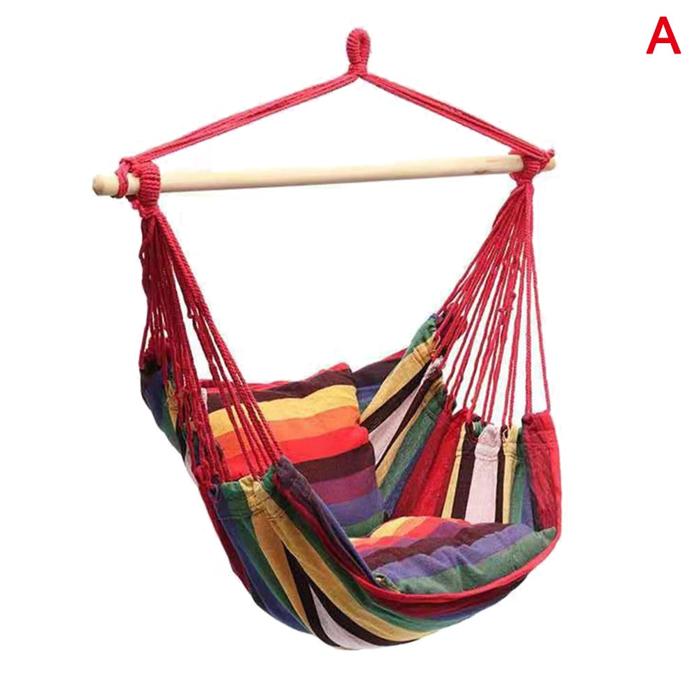 Outdoor Thicken Canvas Hammock Home Garden Leisure 1 Person Swing Chair Camping Hunt Rest Stripe Hanging Bed Chair