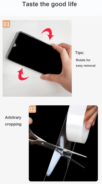 1-10M Nano Double Sided Tape Heavy Duty Transparent Adhesive Strips Strong Sticky Multipurpose Reusable Waterproof Mounting Tape