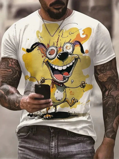 Men T-shirt Outdoor Street Cute Short-sleeved Boy Clothing Summer Top Fun Animal Cat 3D Printed Sports Quick-drying Breathable