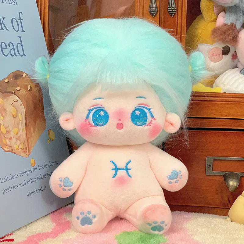 20cm Kawaii Plush Cotton Doll Idol Stuffed Super Star Figure Dolls Twelve Constellations Doll Can Change Clothes Gift