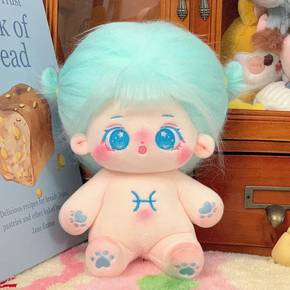 20cm Kawaii Plush Cotton Doll Idol Stuffed Super Star Figure Dolls Twelve Constellations Doll Can Change Clothes Gift