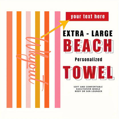 Personalized Striped Beach Towel Custom Name/Logo Microfiber Towel Thin Quick Dry Absorbent for Beach Swimming Yoga Bath Sports