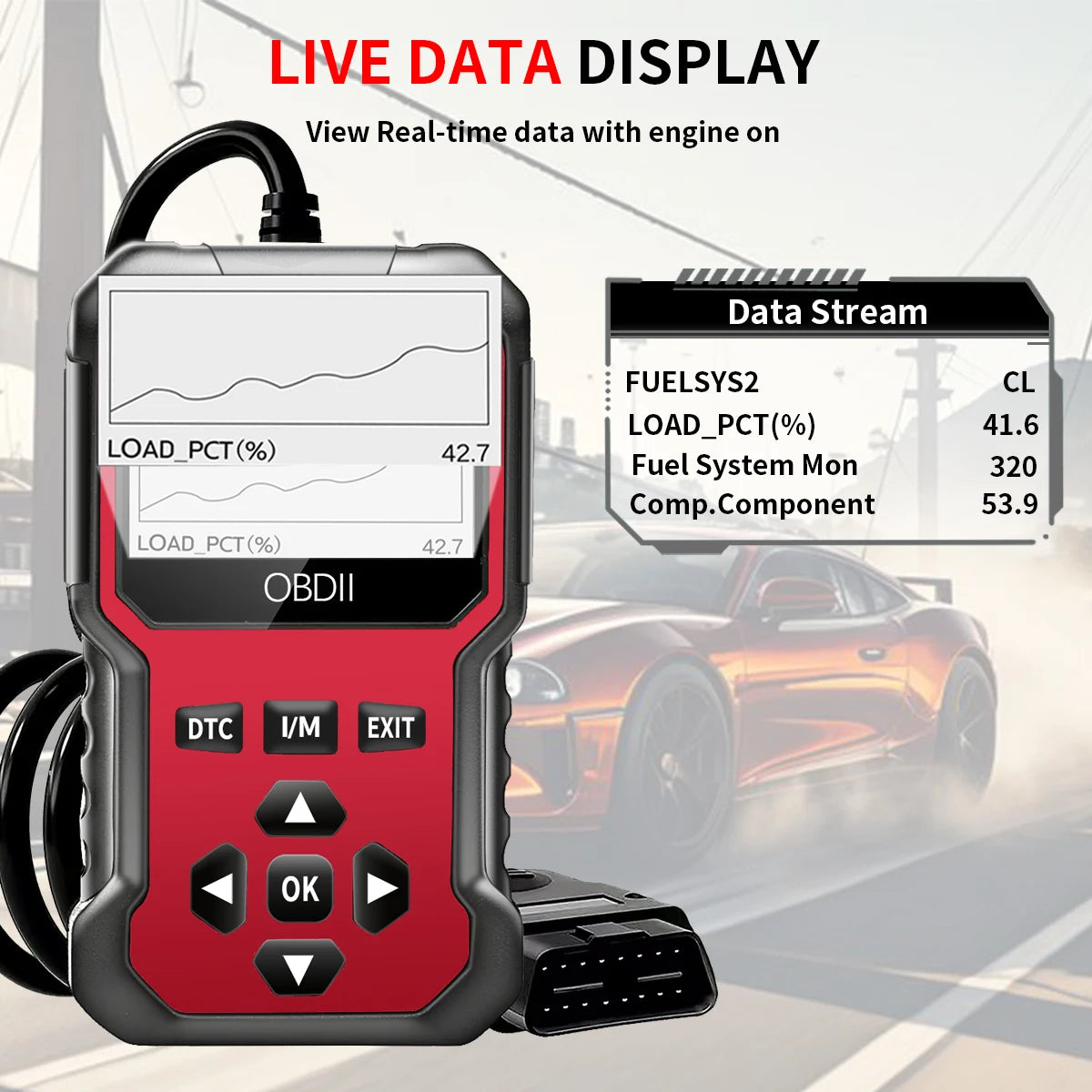 V410 OBD2 Scanner Diagnostic Tool for Cars and Trucks Since 1996+, Data Stream, I/M Readiness, Voltage Test