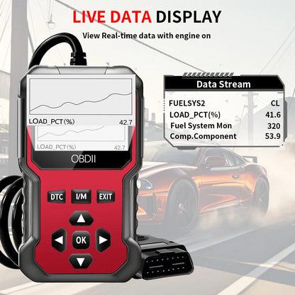 V410 OBD2 Scanner Diagnostic Tool for Cars and Trucks Since 1996+, Data Stream, I/M Readiness, Voltage Test