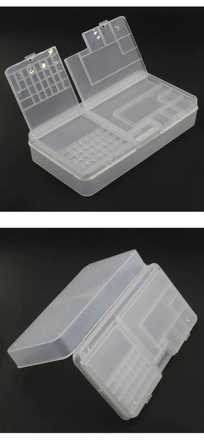 Transparent Electronic Components Storage Box 2 Layer Tool Classification Grid Phone Repair Module Organizer Compartment