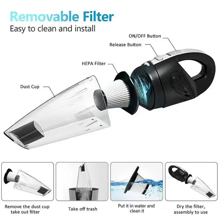 Handheld Vacuum Cordless Powerful Cyclone Suction Portable Rechargeable Vacuum Cleaner Quick Charge for Car Home Pet Hair