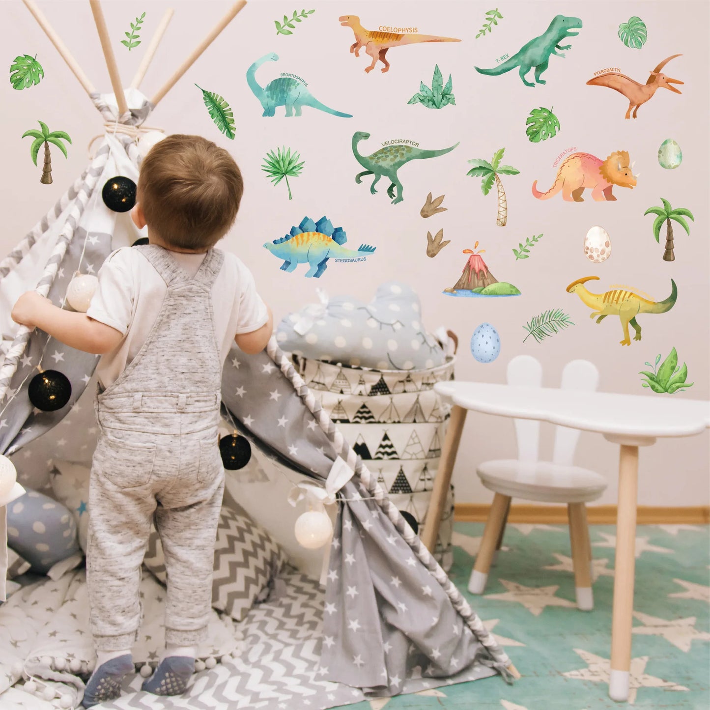 Cartoon Animal Cute Dinosaur Wall Stickers Removable for Kids Room Decoration Background Living Room Baby Nursery Wall Decals