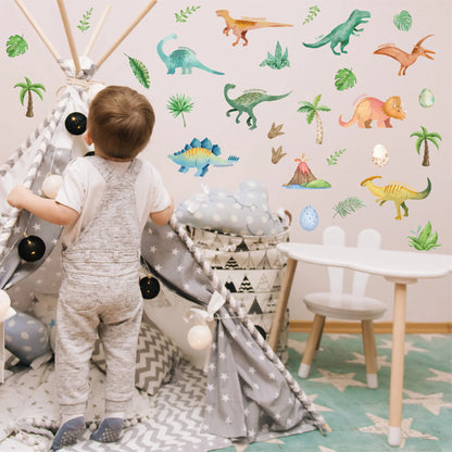 Cartoon Animal Cute Dinosaur Wall Stickers Removable for Kids Room Decoration Background Living Room Baby Nursery Wall Decals
