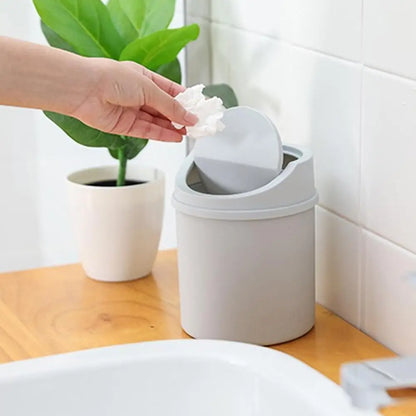Mini Desktop Trash Can with Press-Top Lid Small Waste Bin for Office Desk & Bedroom Portable Space-Saving Trash Tube