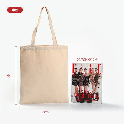 100pcs/lot Custom Canvas Tote Bag with Logo Small Batch Wholesale Reusable Cotton Shopping Bag