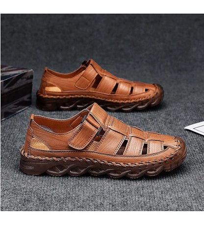 Large Size Summer New Men's Beach Sandals Outdoor Casual Leather Bag Head Wear-resistant Breathable Men's Shoes
