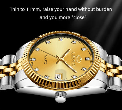 CHENXI Hot Sale Luxury Women's Golden Stainless Steel Small Dial Watch Quartz Charm Dress Trendy Wristwatch for Fashion Lady