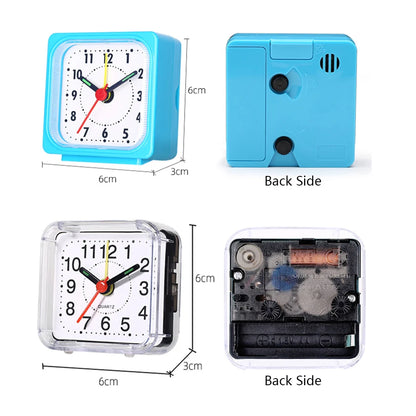 1PC Square Small Alarm Clock Acrylic Frame Quartz Movement Accurate Time Bedside Desk Clock for Bedroom Wake Up Student Clock