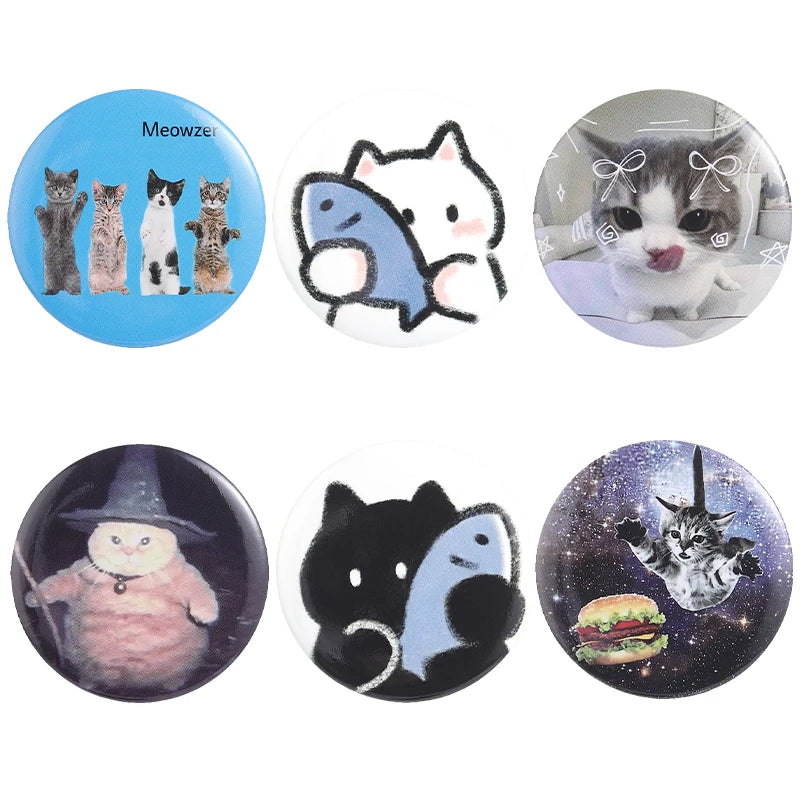 Funny Tinplate Pins Set Cats Dog Memes Dreamy Stars Collection Brooches Sweet Strawberry Musicial Note Badges Jewelry Gift