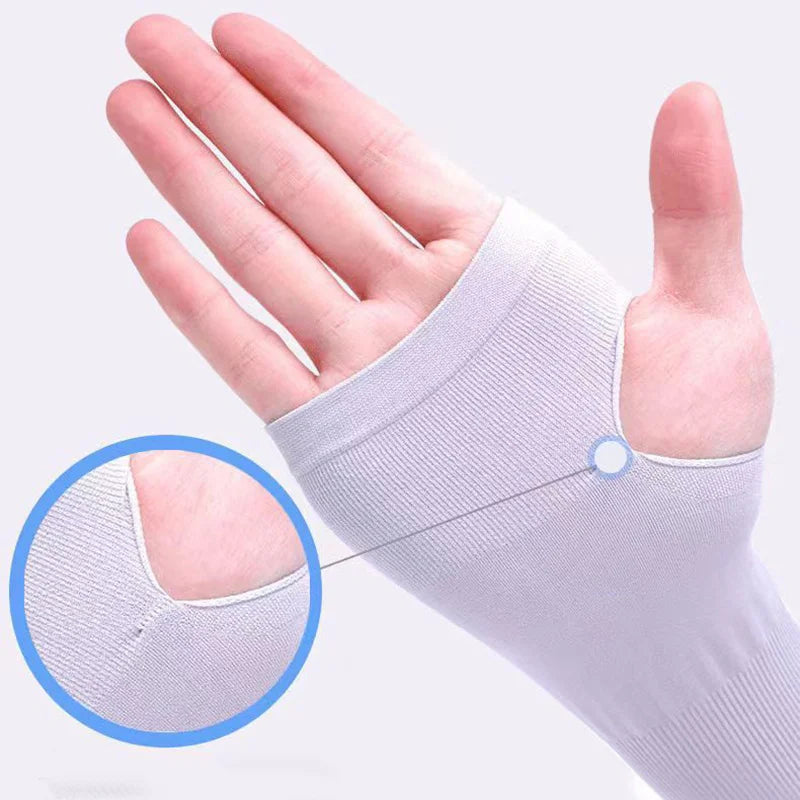 UV  Ice Silk Hand Protector Cover Long Gloves Sunscreen Half Finger Sleeves For Sunbathing Hiking Summer