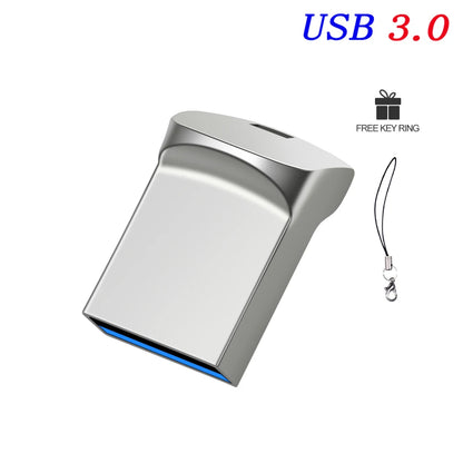 Super Mini USB 3.0 Flash Drive 64GB Creative Business Gift Pen Drive 32GB Black Memory Stick Free Key Chain Pendrive Silver U