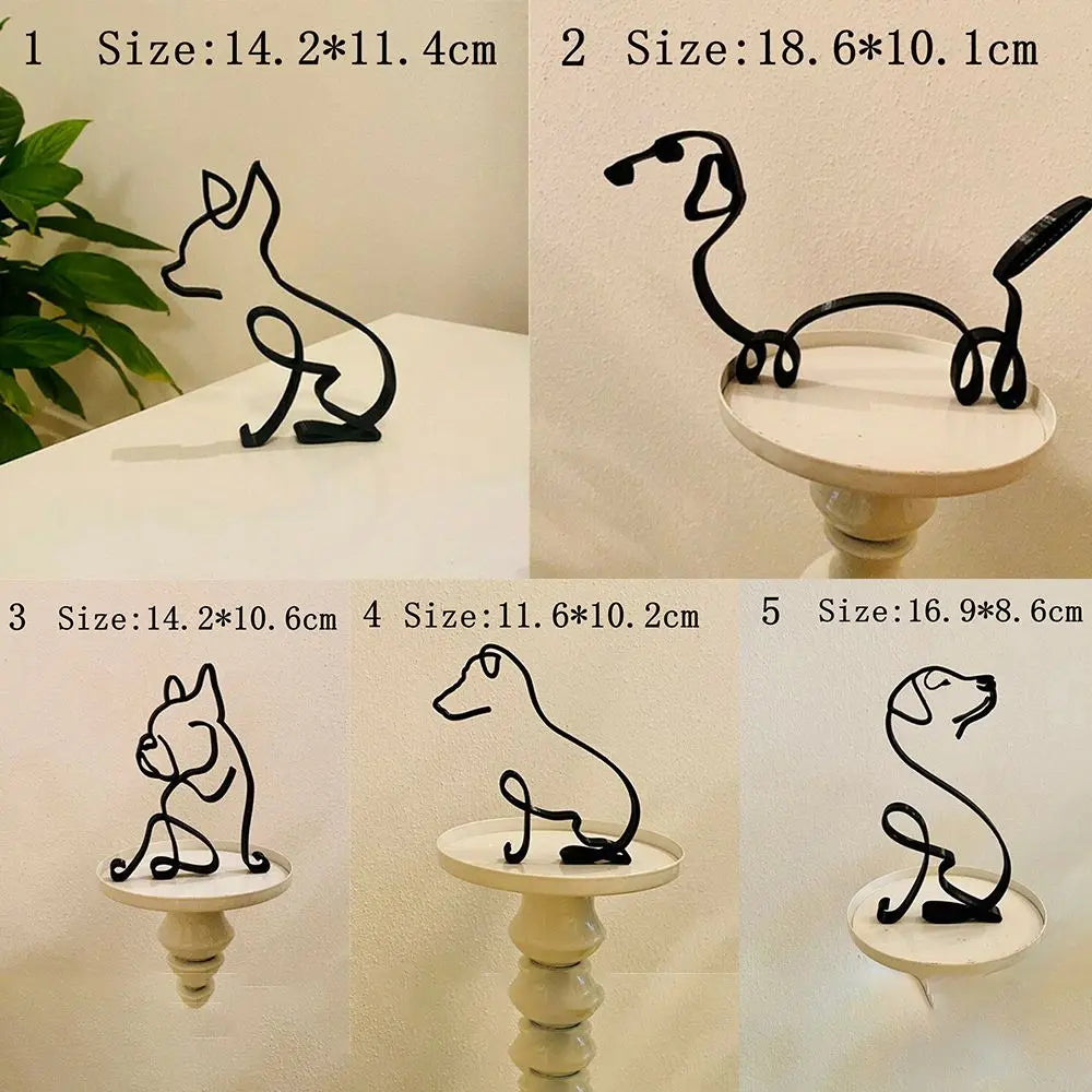 Wrought Iron Dog Statue Abstract Bulldog Dachshund Labrador Chihuahua Pastoral Dog Ornament Animal Sculpture Art Figurine Crafts