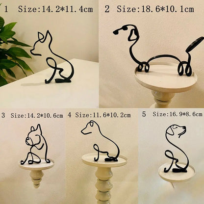 Wrought Iron Dog Statue Abstract Bulldog Dachshund Labrador Chihuahua Pastoral Dog Ornament Animal Sculpture Art Figurine Crafts