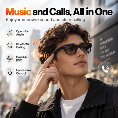 MT5 Ultra AI Smart Glasses 8MP Camera Video Recording Real-Time Translation Bluetooth Call Music with Charging Case