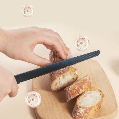 Non-Tear Serrated Bread Knife, Stainless Steel Long Cutter for Crumb-Free Slicing Bread Toast & Sandwich, Professional Baking To