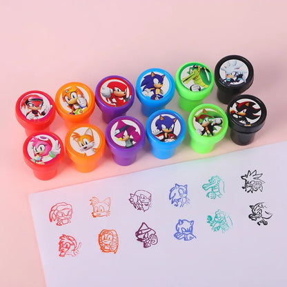 2026！！12PCS/set Sonic Seal Anime Figure Peripherals Cute Children Cartoon Seal Toys Multiple Patterns Boys Girls Birthday Gifts