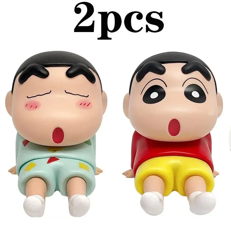 Crayon Shin-Chan Anime Figure Phone Holder Kawaii Desktop Ornaments Phone Support Mini GK Collection Decoration Toys Girls Gifts