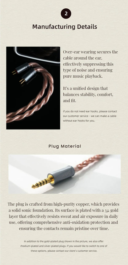 IvipQ-570 Rhythm Frenzy HIFI IEM Cable Class S with 0.78-2PIN Dual 3.5mm for In-Ear Monitors JUZEAR X Z HIFIMAN Ananda