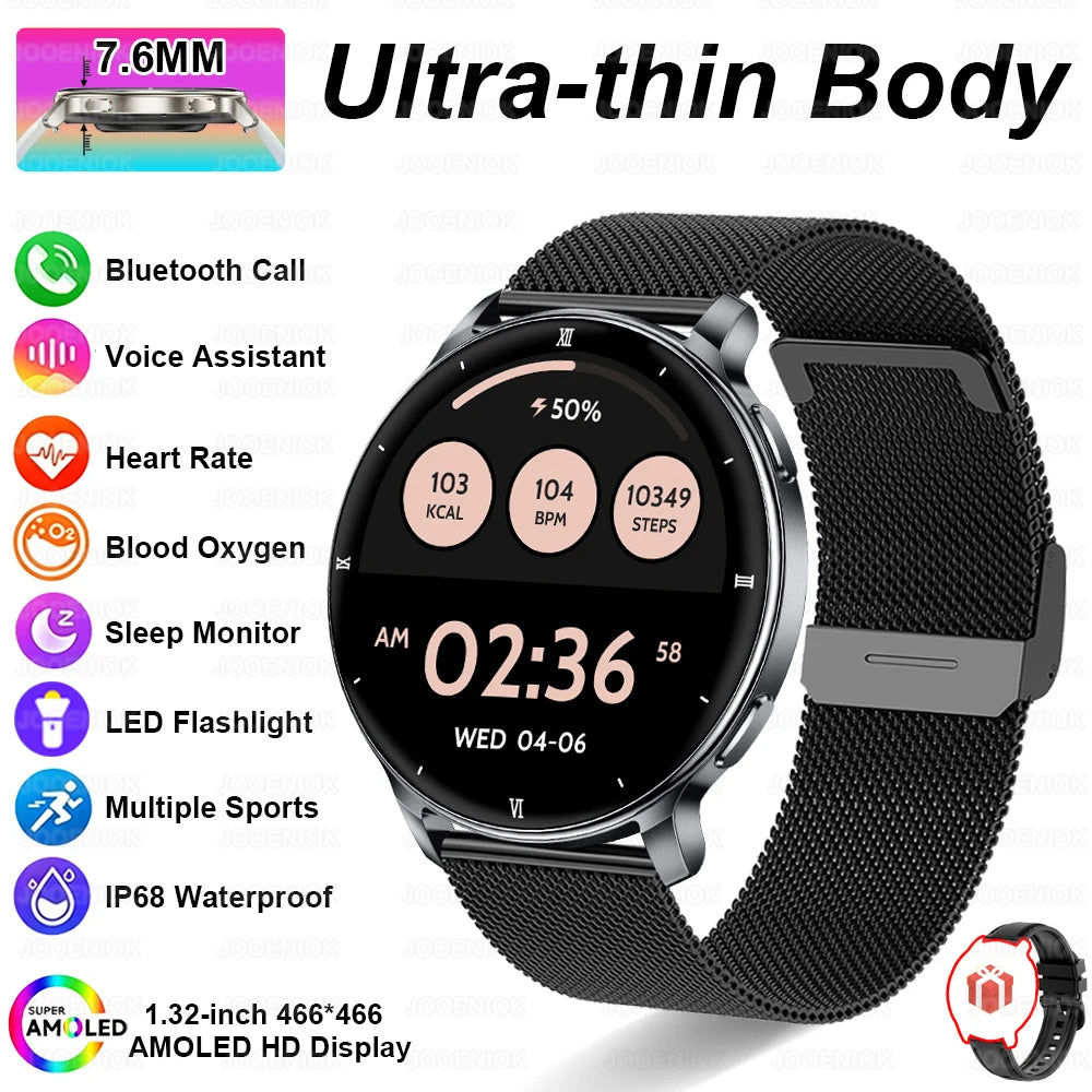 2026 New 7.6mm Ultra-Slim Smart Watch Women AMOLED HD Display LED Flashlight Always-On Time Display Fashion Ladies Smartwatches