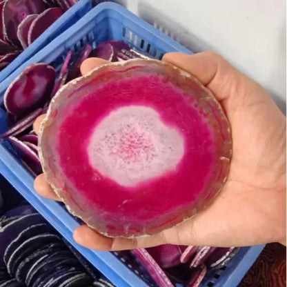 Natural Polished Agate Geode Slab Coaster Crystal Mineral Stone for Home Decor DIY Jewelry Pendant Healing Gift