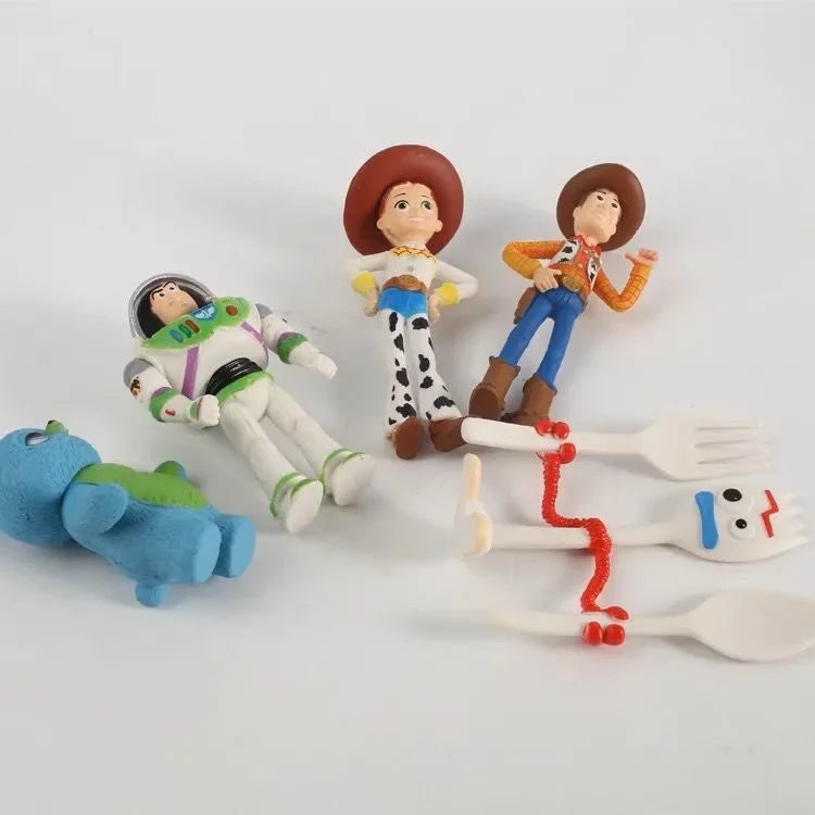 7Pcs/Set Toy Story 4 Action Figures Toy Woody Jessie Buzz Lightyear Forky Pig Bear Figura Model Doll Figurine Boy Birthday Gift