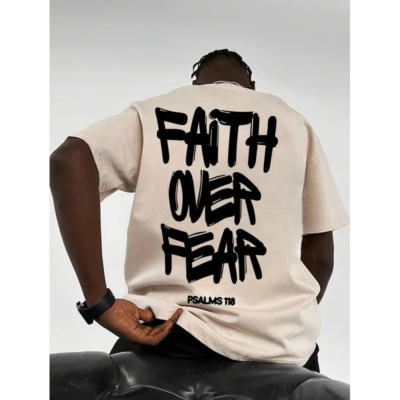 Men's T-shirt - 100% lightweight summer casual T-shirt, bold letter print, round-neck short-sleeved for outdoor activities