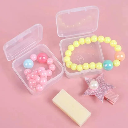 60/6PCS Mini Storage Box Transparent Square Plastic Box Earrings Jewelry Packaging Storage Small Square Box Jewelry Organizer