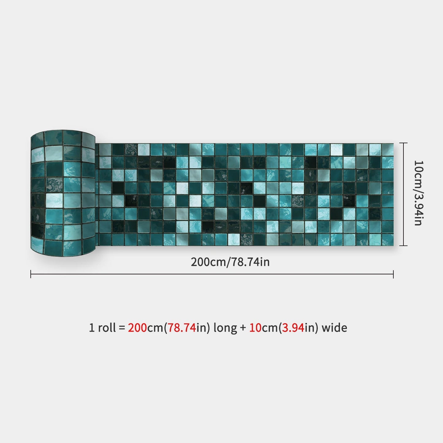 10x200cm Baseboard Sticker Moroccan Mosaic Tile Style Wall Border Sticker DIY Kitchen Bathroom Decoration Waistline Wall Sticker