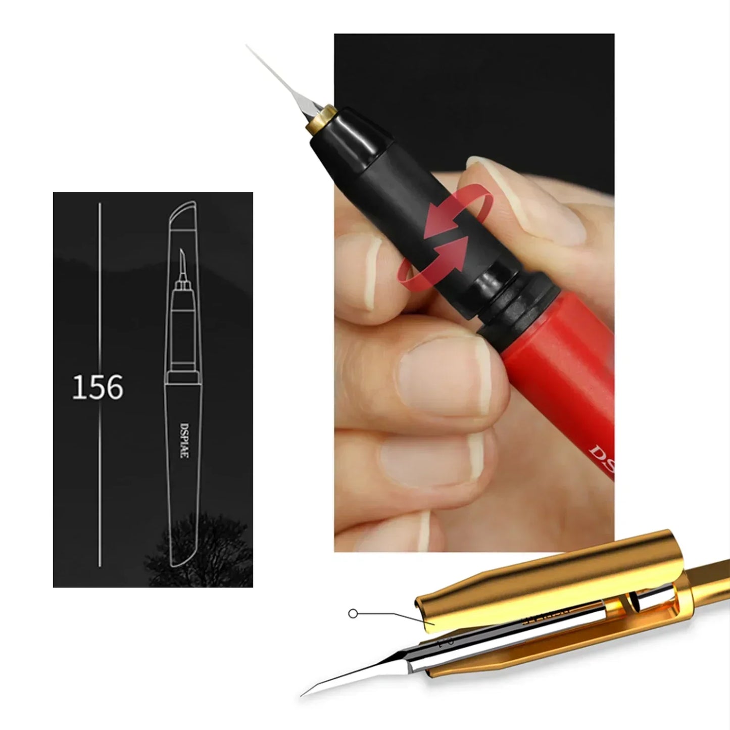 DSPIAE PT-TH Push Knife Handle YPB-0.1mm~1.5mm Drill Bits Model Engraving Tool for Assembly Model Building Tools DIY Accessories
