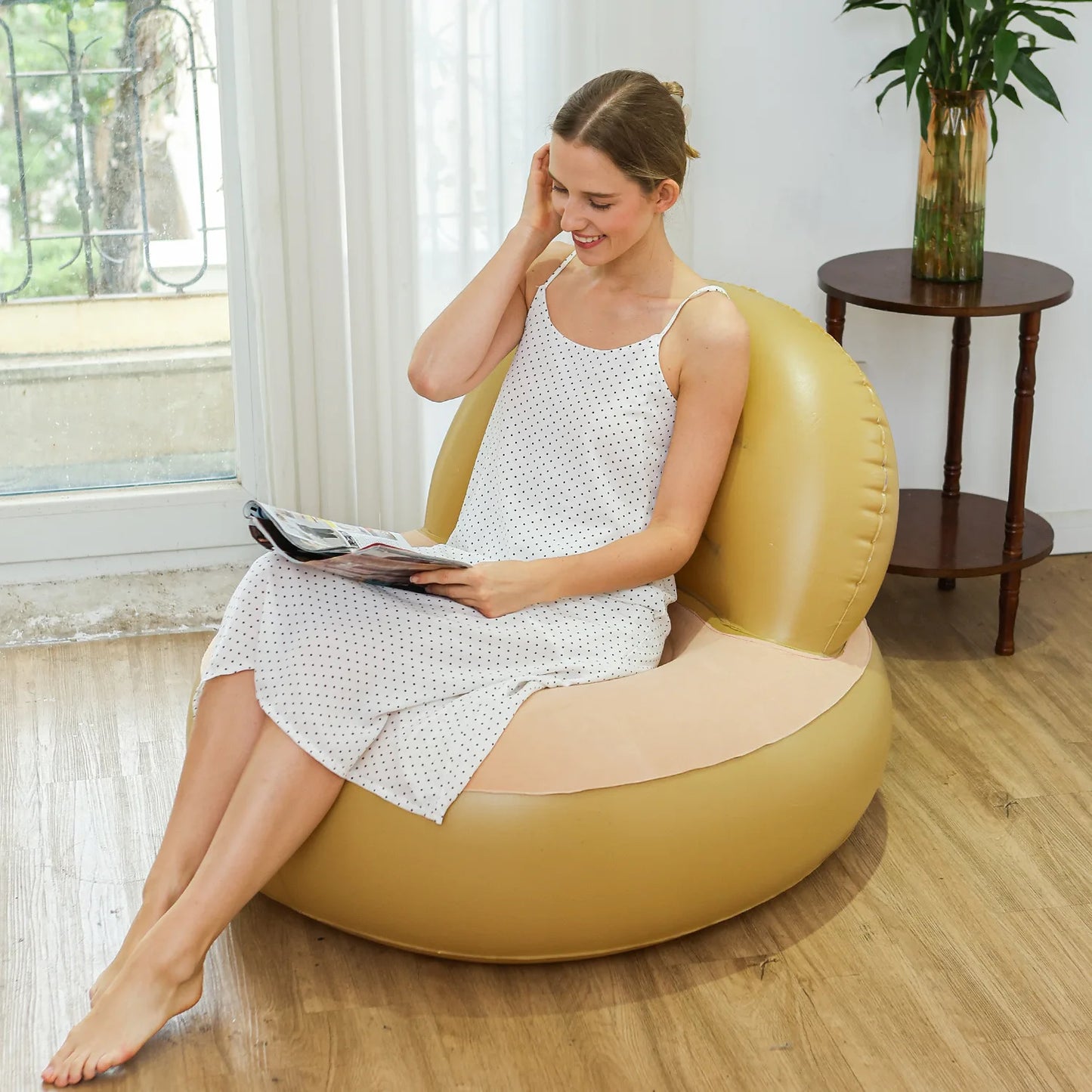 Inflatable Sofa PVC L Shaped Air Couch for Camping Outdoor Home Living Room Black and Green|Home & Garden | Furniture