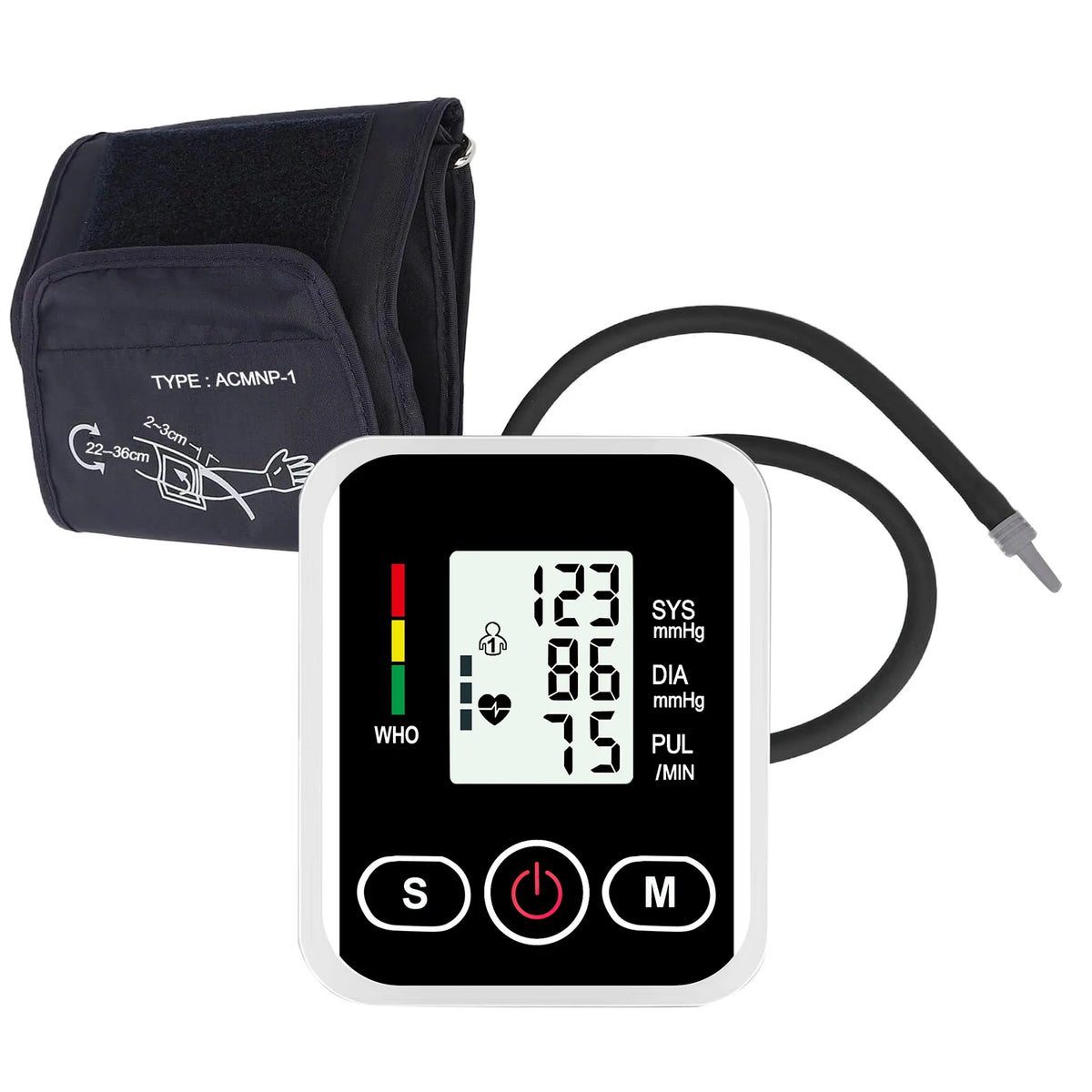 Upper Arm Blood Pressure Monitor Heart Rate Health Blood Pressure Detector Arm Cuff Digital BP Meter Pluse Automatic Tensiometer