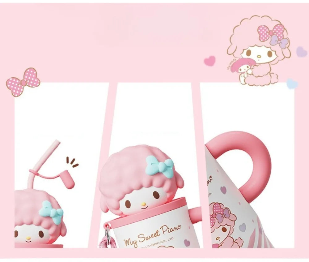 X&W 580ML Sanrio Series Thermos 316 Stainless Steel Doll Head Design Straw Insulated Cup Hello Kitty Kuromi Water Bottle Cutecup