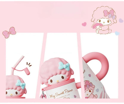 X&W 580ML Sanrio Series Thermos 316 Stainless Steel Doll Head Design Straw Insulated Cup Hello Kitty Kuromi Water Bottle Cutecup