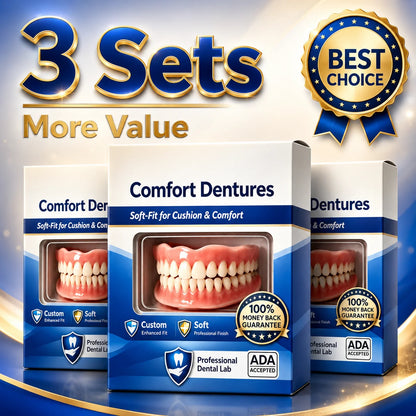 Full Mouth Silicone Dentures Upper And Lower Fake Teeth Natural Looking Comfortable Fit Removable False Teeth For Daily Wear