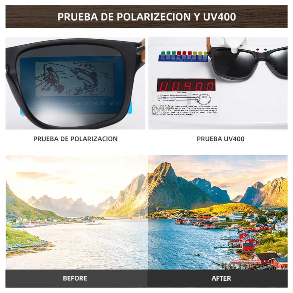 XSW Brand Design Beech Wood Handmade Sunglasses Men Polarized Eyewear Outdoor Driving Sun Glasses Reinforced Hinge 5527