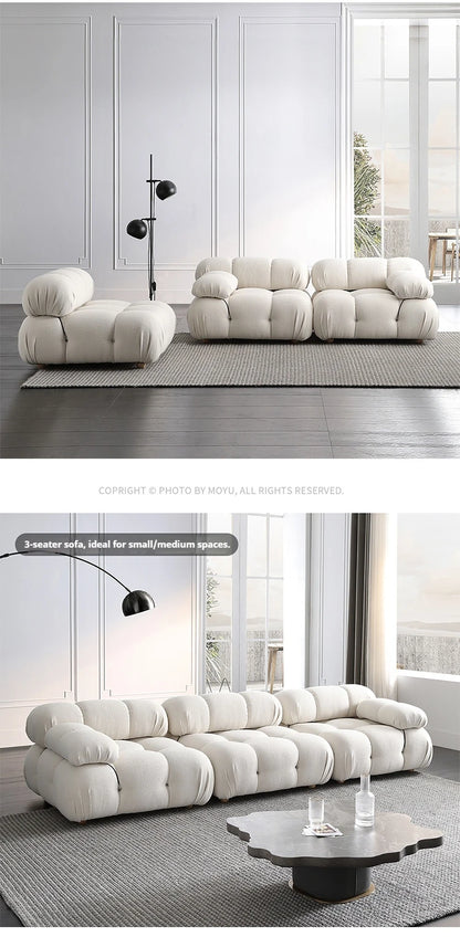 Any Size Custom Cream Teddy Fabric Modular Sofa Combine Modules High Elastic Latex Foam Fill Nordic Minimalist Living Room Sofa