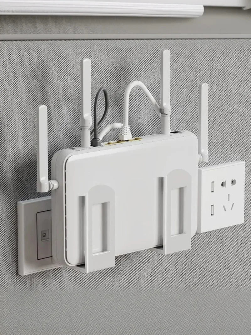 Uchwyt ścienny na router i dekoder z regulowanym wspornikiem, wielofunkcyjna półka do zarządzania kablami do przechowywania urządzeń WiFi