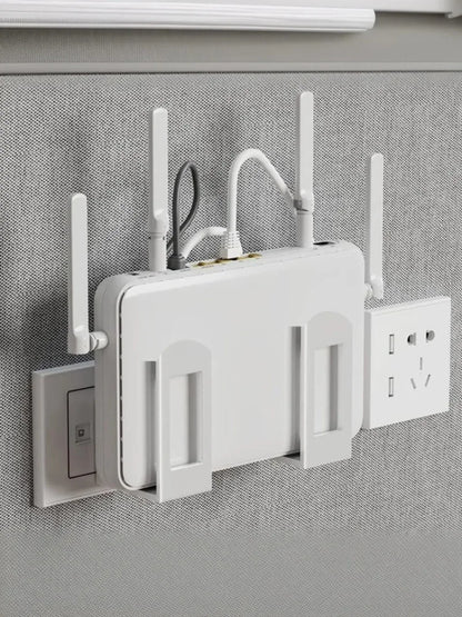 Uchwyt ścienny na router i dekoder z regulowanym wspornikiem, wielofunkcyjna półka do zarządzania kablami do przechowywania urządzeń WiFi