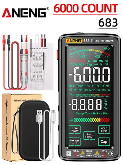 ANENG 683 Inteligentny Multimetr Akumulatorowy Wysokiej Klasy Dotykowy 6000 Zliczeń Multimetro Tester Multitester AC/DC Napięcie Prąd Narzędzie